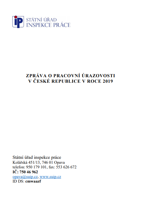 Přebal Zpráva o pracovní úrazovosti v České republice v roce 2019